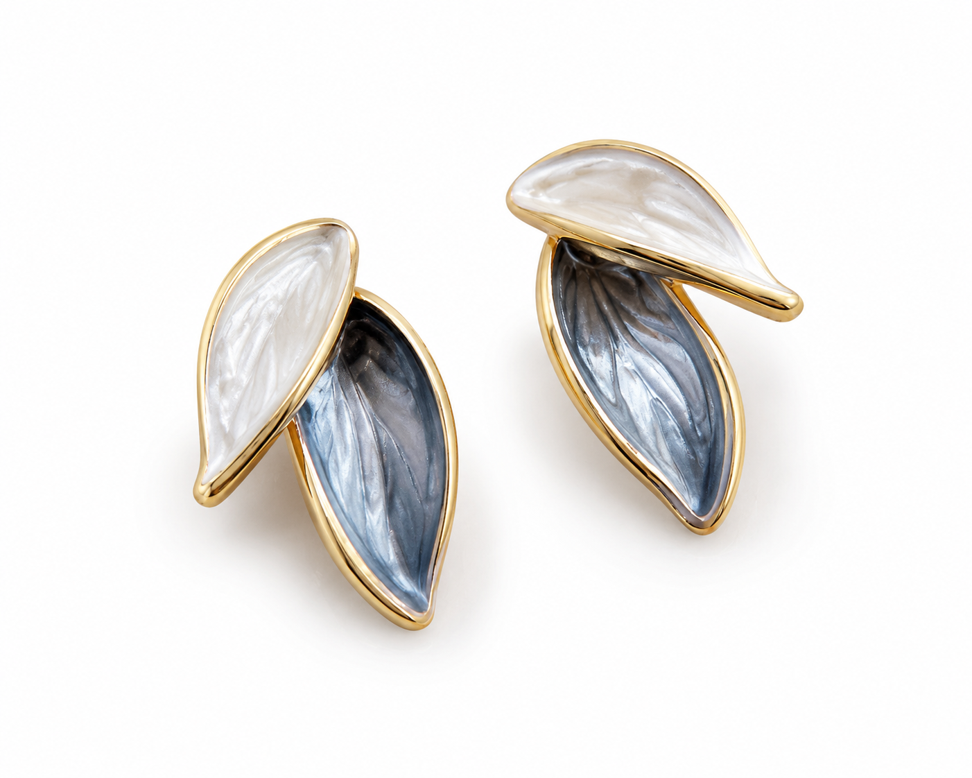 Elegant Silver Leaf Pearl Stud Earrings for Women