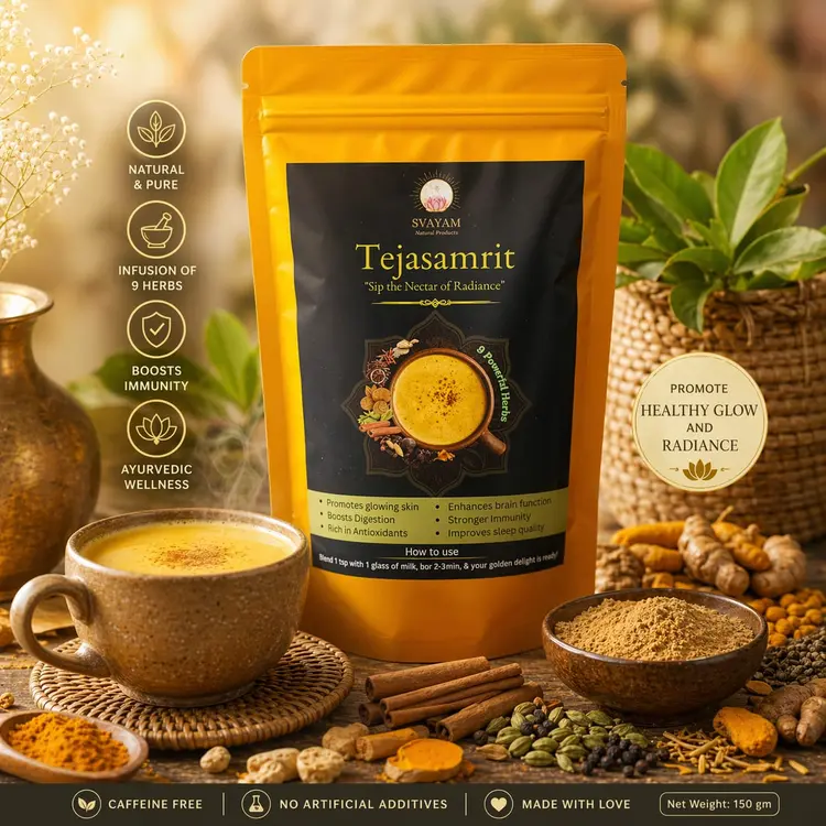 SVAYAM Tejasamrit Golden Latte Family Pack | Ayurvedic Turmeric Wellness Drink Mix